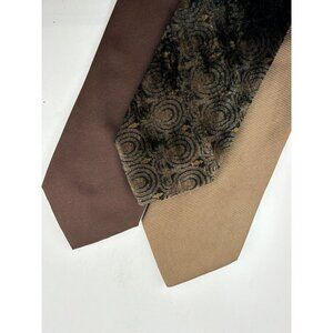 VTG ASSORTED LOT OF 3 - Brown Silk & Viscose Ties Made in Italy Retro Classic